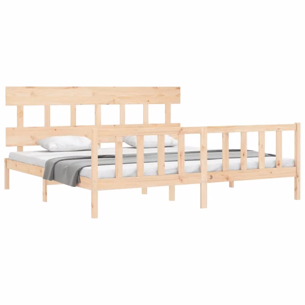 Berkfield Home Rustic Solid Pine Bed Frame with Headboard, Brown, 200 x 200 cm – 2