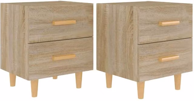 Berkfield Home Set of 2 Bedside Cabinets in Sonoma Oak, Light Tan, W/D/H: 40 x 35 x 47.5 cm