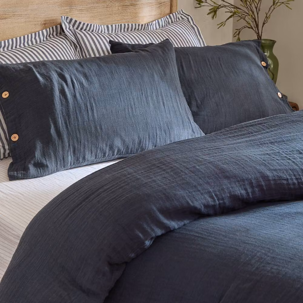 Yard Lark Blue 100% Cotton Muslin Duvet Cover Set, 200 x 200 cm – 2