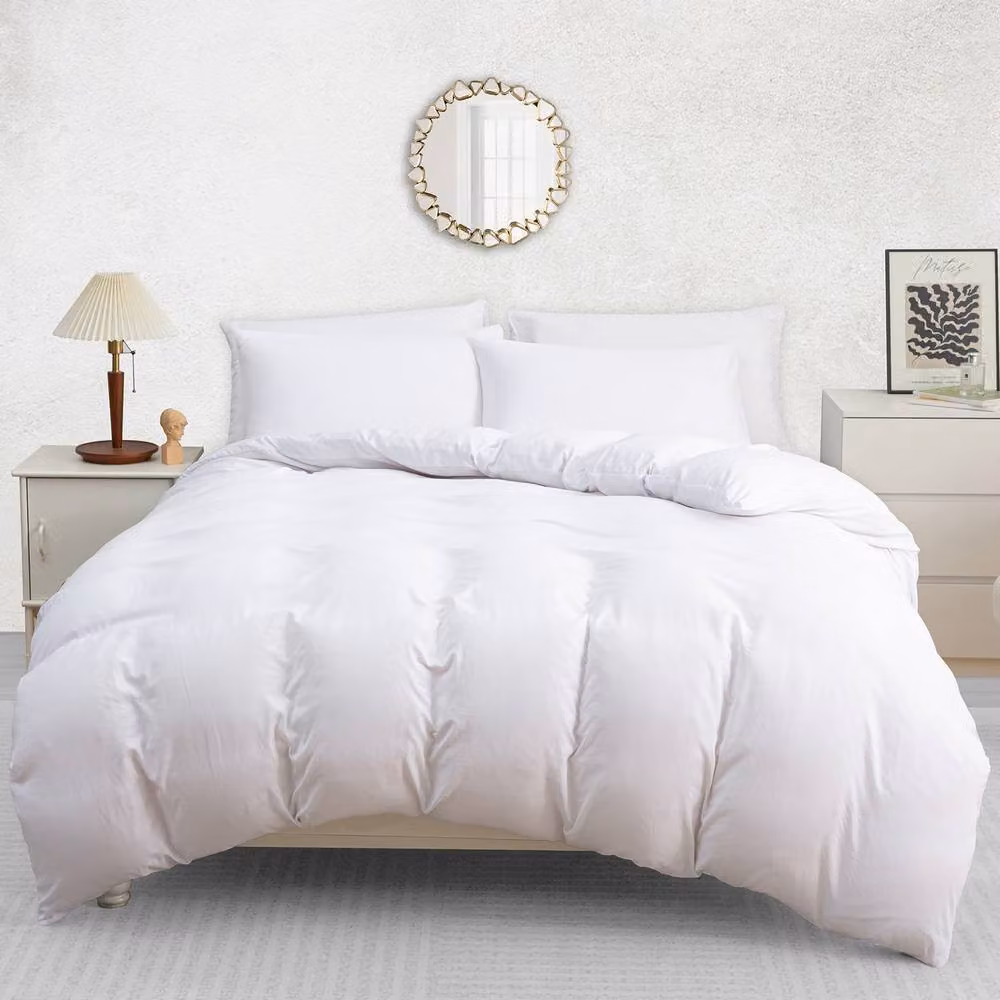 Pamposh 2 Pack Reversible Microfibre Duvet Cover and Pillowcase Set in White, Double Size (140 x 200 cm) – 2