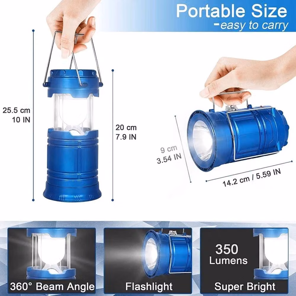 NESTLUNE Blue LED Solar Rechargeable Camping Lantern – 2