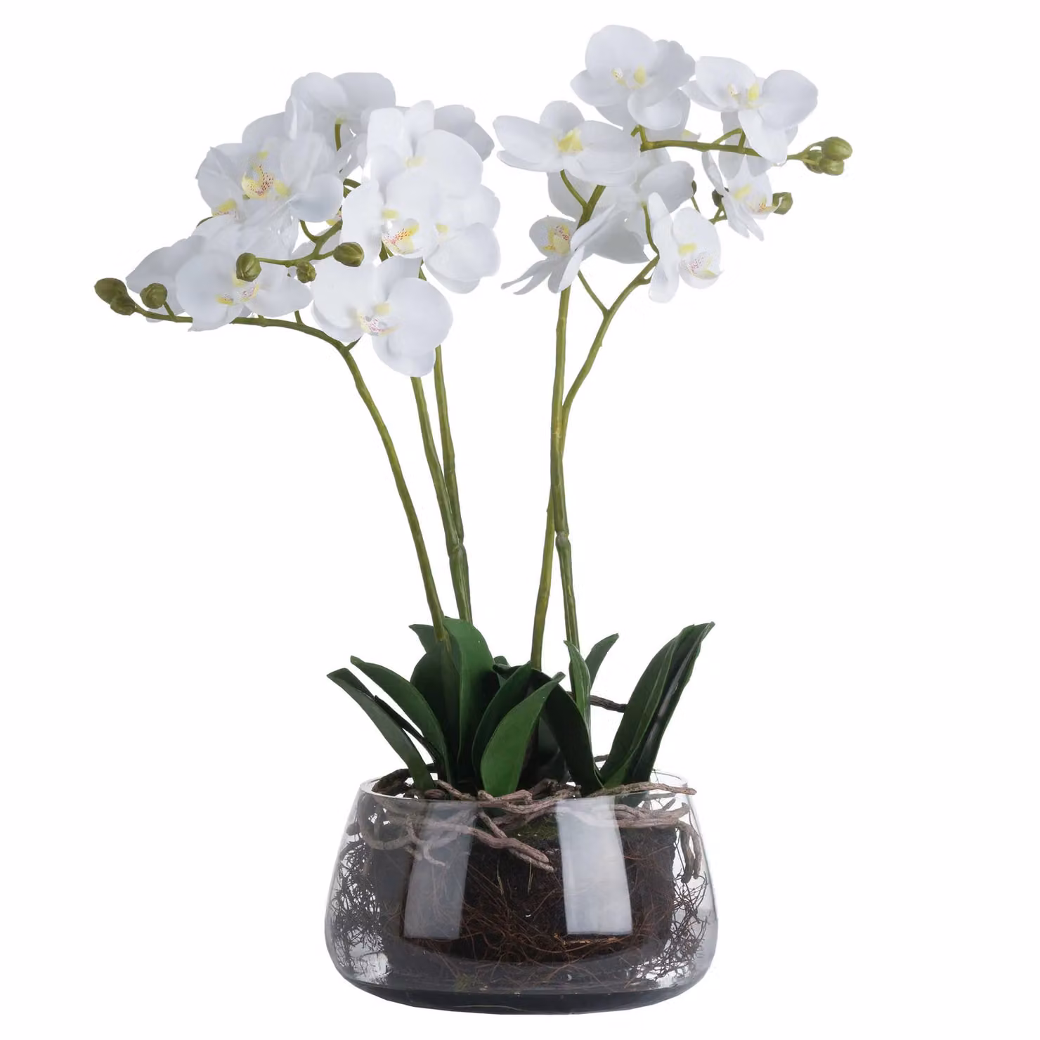 Love Lace White Orchid Artificial Flower in a Round Glass Pot – 2
