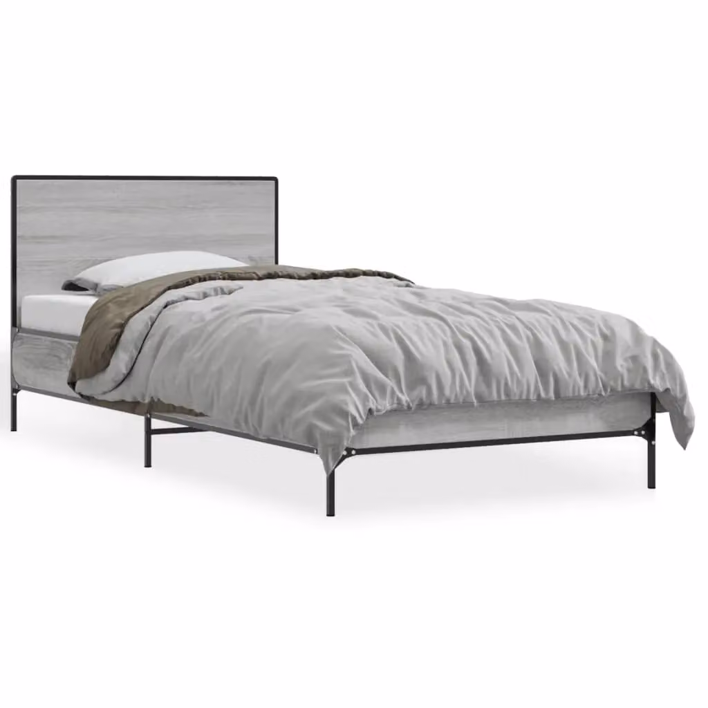 Berkfield Home Sonoma Bed Frame in Grey, W/D/H: 90 x 200 cm – 2