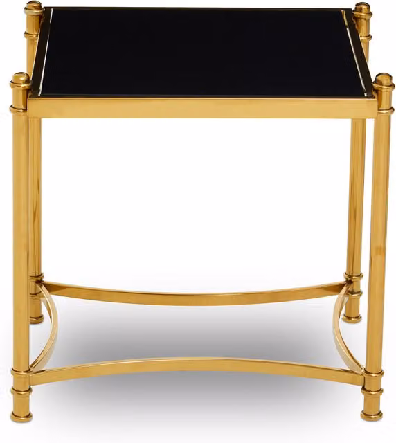 Orsina Modern Black and Gold Side Table with Glass Top – 1