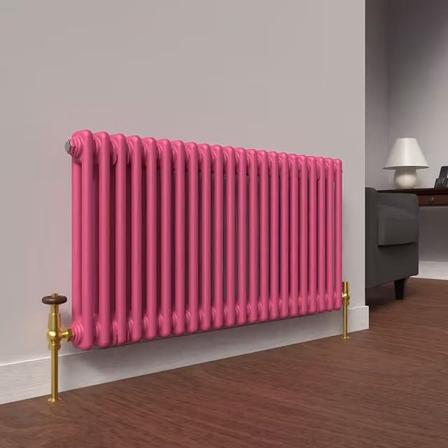 Lux Heat Horizontal 2 Column Steel Radiator in Pink, W: 101.0 cm, H: 50.0 cm