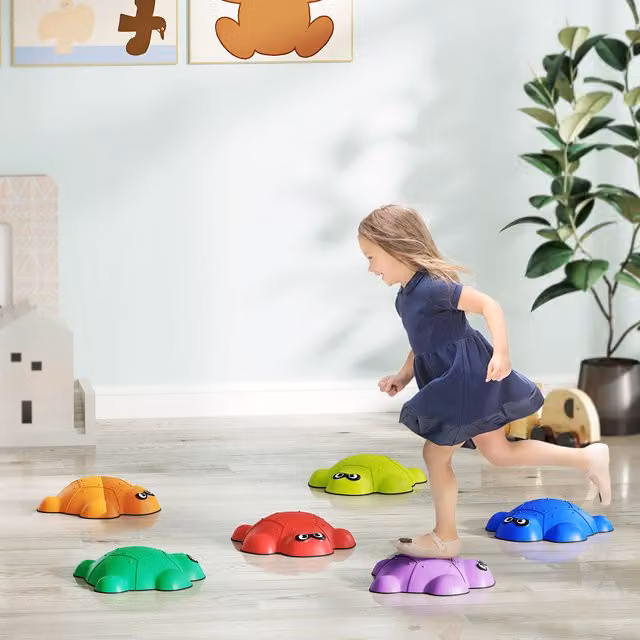 AIYAPLAY Kids Turtle-Shaped Stackable River Stones in Red and Multicolour, 6 Pack