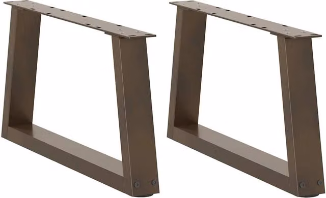 Berkfield Home V-Shape Dining Table Legs, 2 Pieces, Brown Steel, H: 70 cm, W: 30-31.3 cm