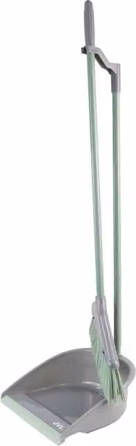 JVL Long Handle Dustpan and Brush Set in Grey