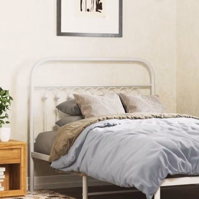 Berkfield Home Classic Metal Headboard in White, 100 cm – 1