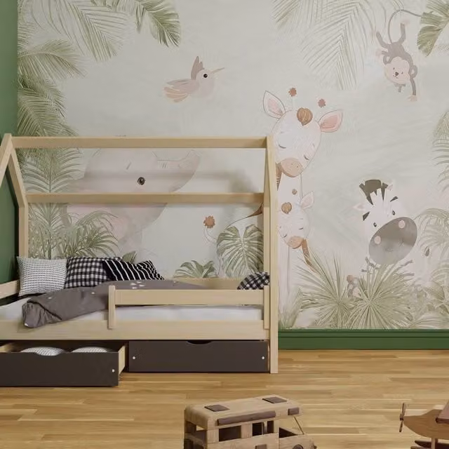 Superfresco Easy Circle of Life Sage Print Floral Mural in Green, W: 300 cm, H: 280 cm – 1