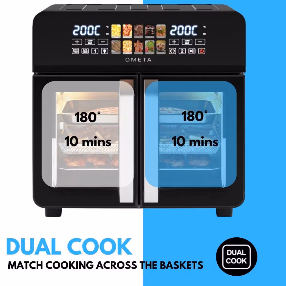Home Detail Ometa Lumi 23L Dual Zone Air Fryer Oven with Divider in Black – 6