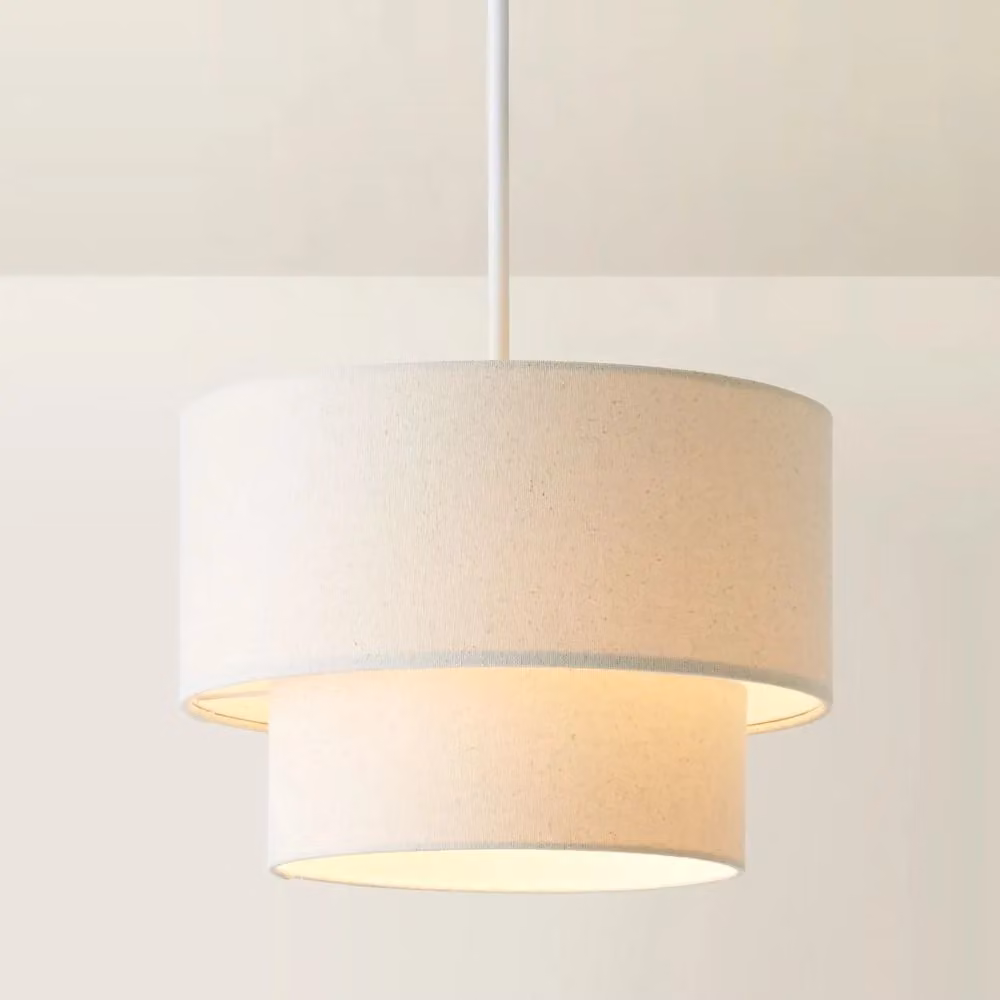 ValueLights Jodie Modern Fabric Cylinder Ceiling Canopy Light in Black, Green or Beige – 2