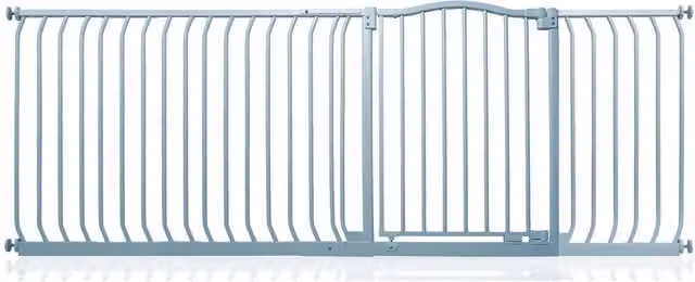 Safetots Curved Top Safety Gate in Matt Grey, Extendable No-Drill Swing Door for Doors and Stairs, Width: 198 cm - 207 cm, Height: 75.6 cm