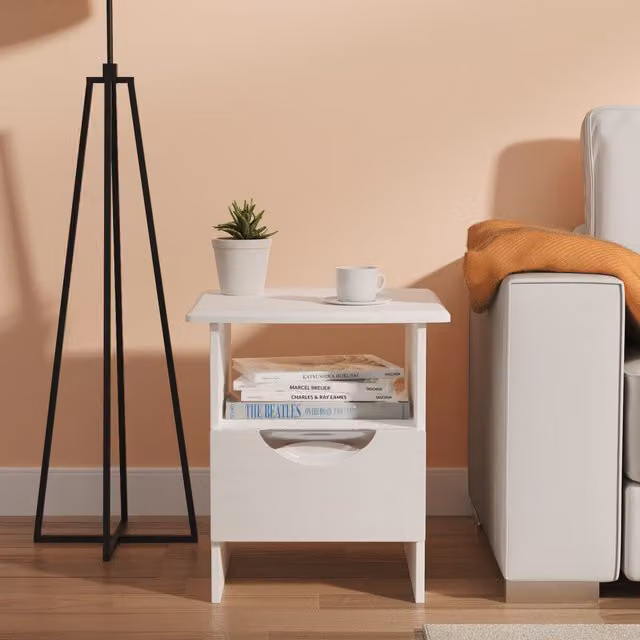 2 U Holborn Ready Assembled Bottom Drawer Lamp Table in White – 1