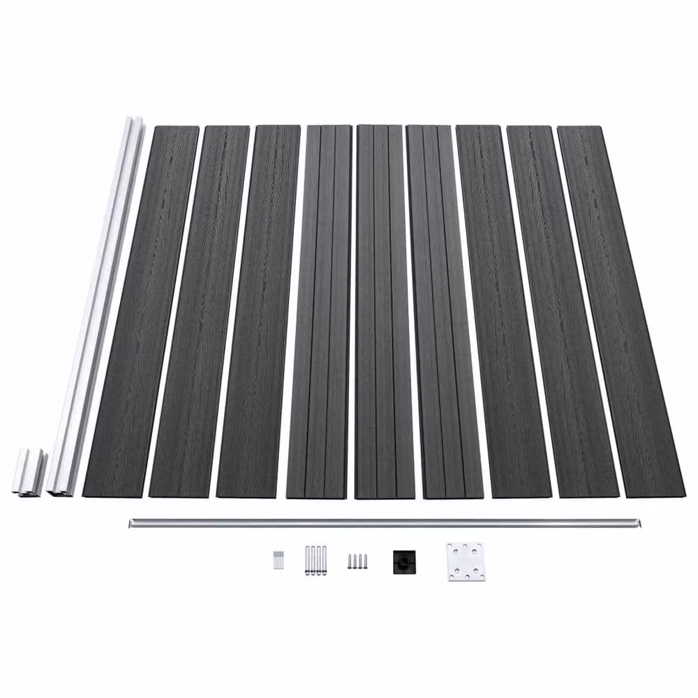 Berkfield Home Durable WPC Fence Panel Set, Black, H: 186 cm x W: 1564 cm – 3