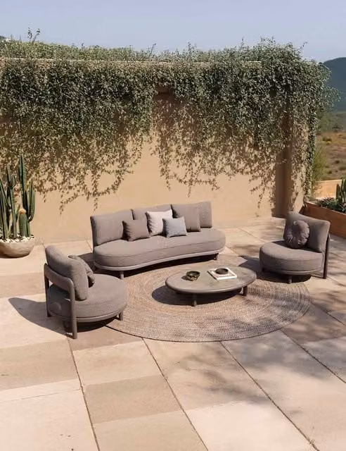 Royalcraft Oslo 5 Seater Modern Garden Lounge Set in Brown and Grey Aluminium