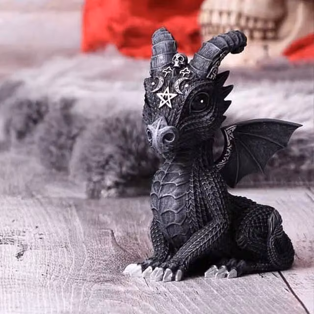 Nemesis Now Lucifly Occult Dragon Figurine in Black and Silver, Height: 10.7 cm
