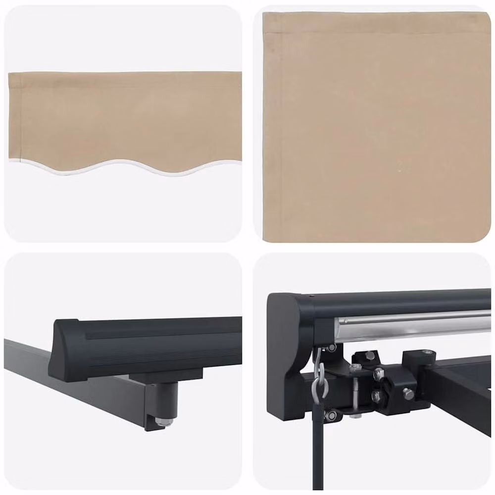 Berkfield Home Manual Retractable Polyester Awning in Beige, W: 300 cm, D: 250 cm – 3