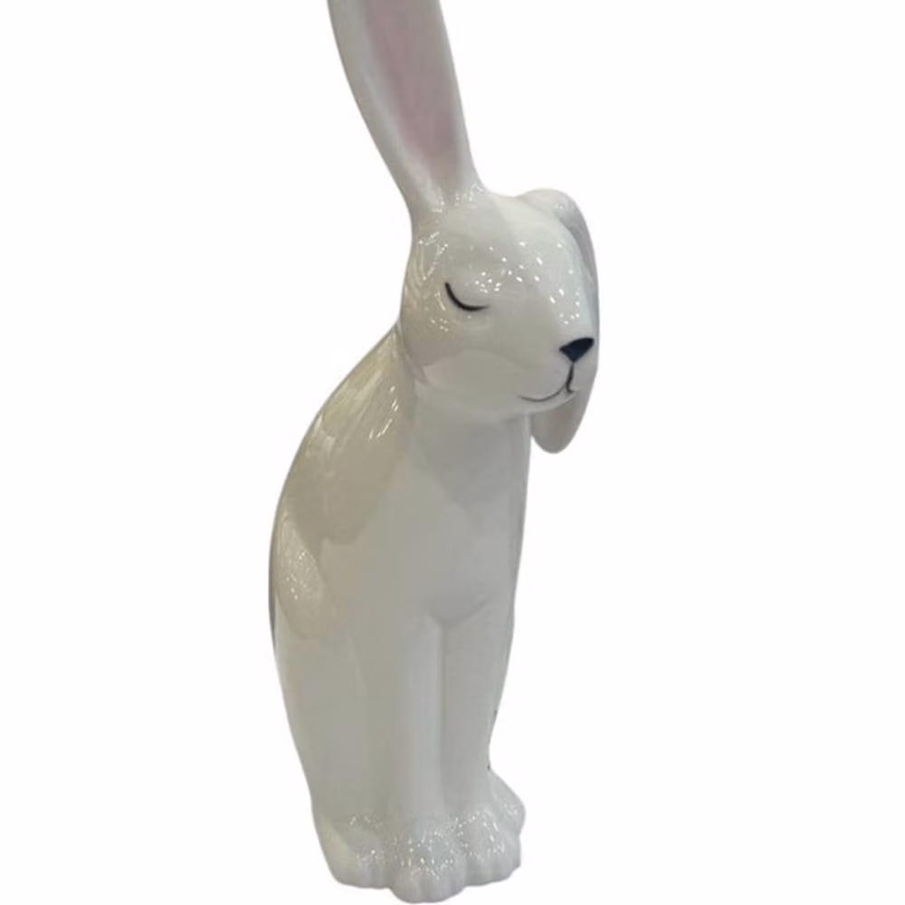 Minster White Decorative Porcelain Bunny Tabletop Ornament, H: 43 cm, W: 13 cm, D: 23 cm