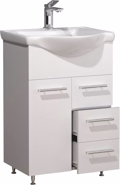 VCM Lisalo L 2-part White Glossy Ceramic and MDF Freestanding Bathroom Vanity Unit W/D/H: 81.0 x 52.0 x 34.0 cm