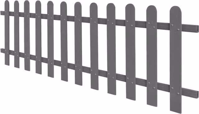 Berkfield Home Grey WPC Palisade Picket Fence, W: 60 cm, H: 200 cm