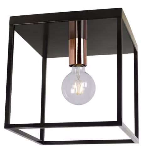 Lucide Arthur Dimmable Modern Flush Ceiling Light in Black and Copper with E27 Socket