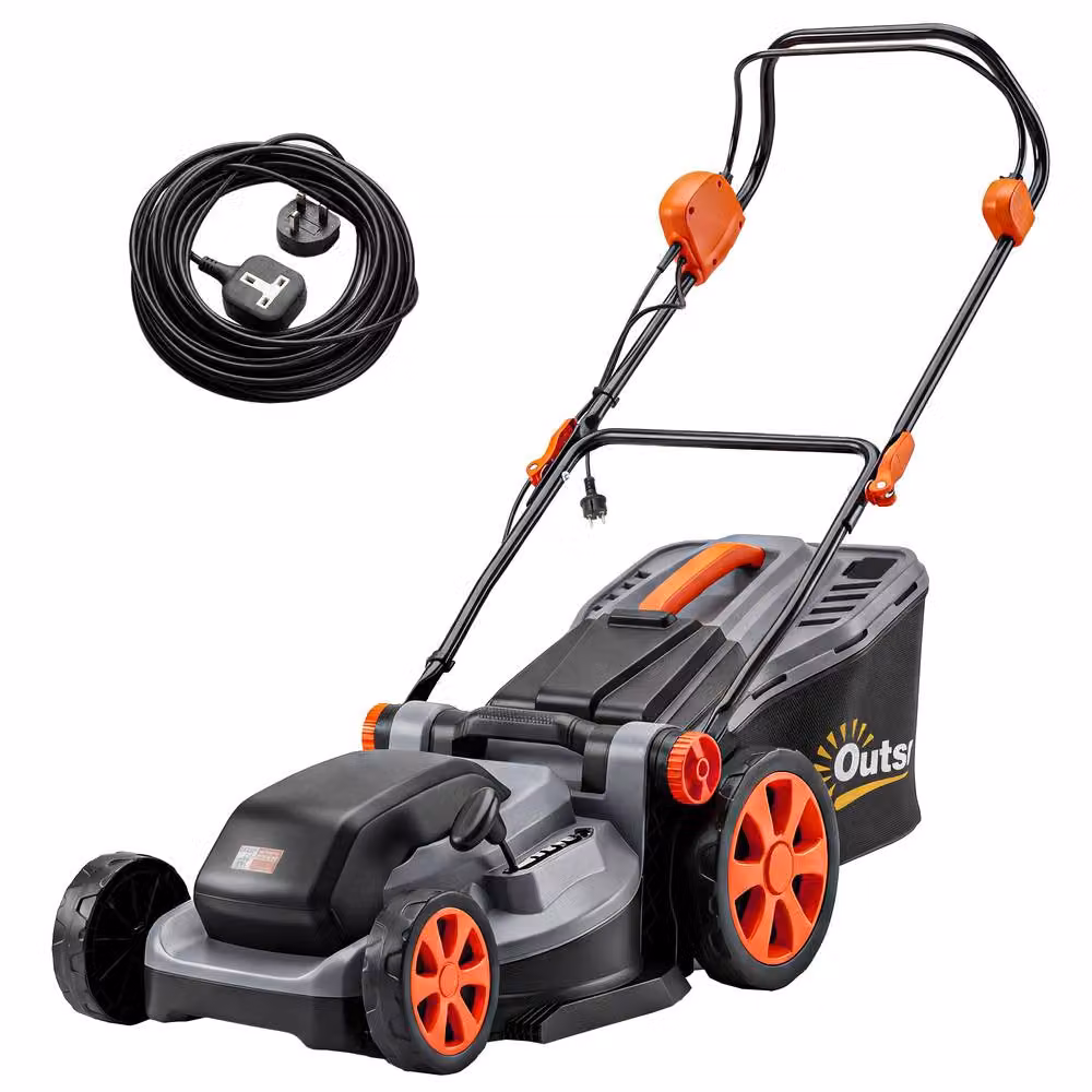 OUTSUNNY 1800W Electric Lawnmower with 40cm Cutting Width and Mulching Feature in Light Grey – 2