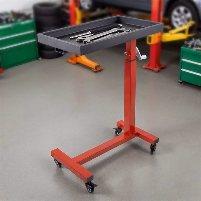 Nordara Red Adjustable Height Mobile Workstation Trolley with Lockable Wheels and 50kg Capacity – 1