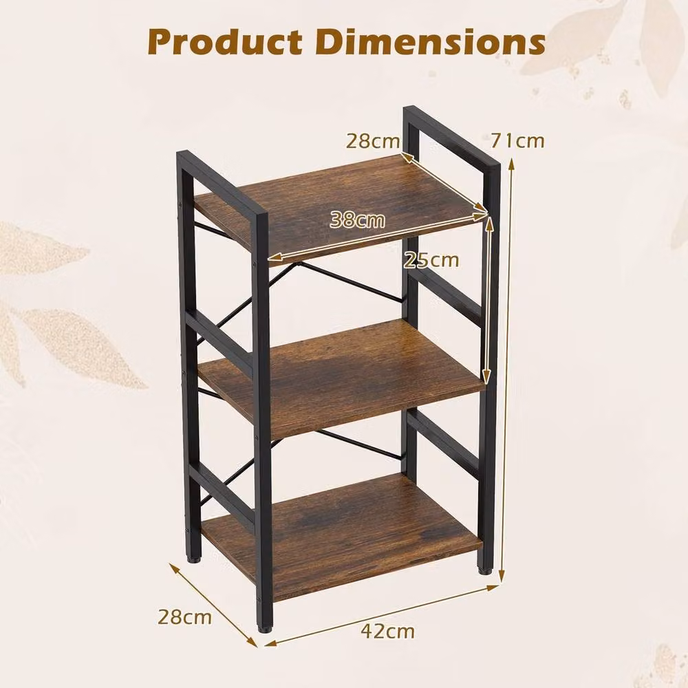 KORVIXA Freestanding Industrial Display Shelf Storage Organizer in Brown – 2