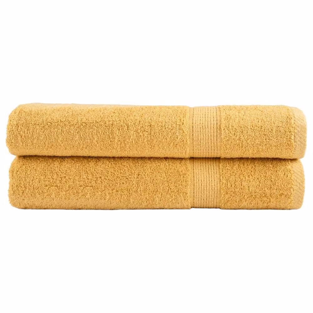 Berkfield Home SOLUND Premium Cotton Terry Towels, Gold, 2 Pack, W: 100 cm, L: 200 cm, 600gsm – 2