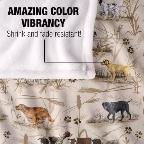 JQ Licensing BS-JP Hunting Breeds Dog Pattern Super Soft Cuddly Fleece Blanket, Multicolour, W: 91.44 cm, D: 147.32 cm – 4