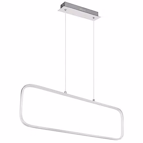 Globo Lighting Modern Rectangular Silver LED Pendant Lamp with Opal Frame, Warm White 3000K, L 80 x W 10 x H 120 cm – 1