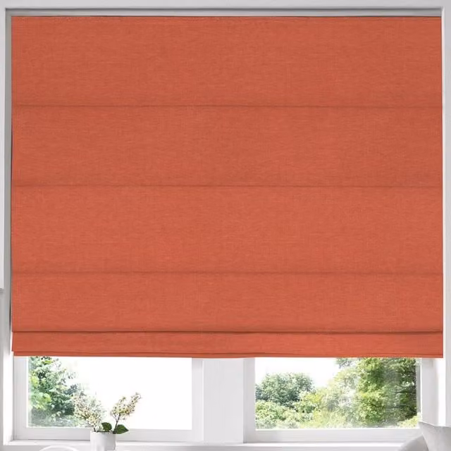 Terrys Made to Measure Blackout Roman Blind in Plain Orange and Red Polyester