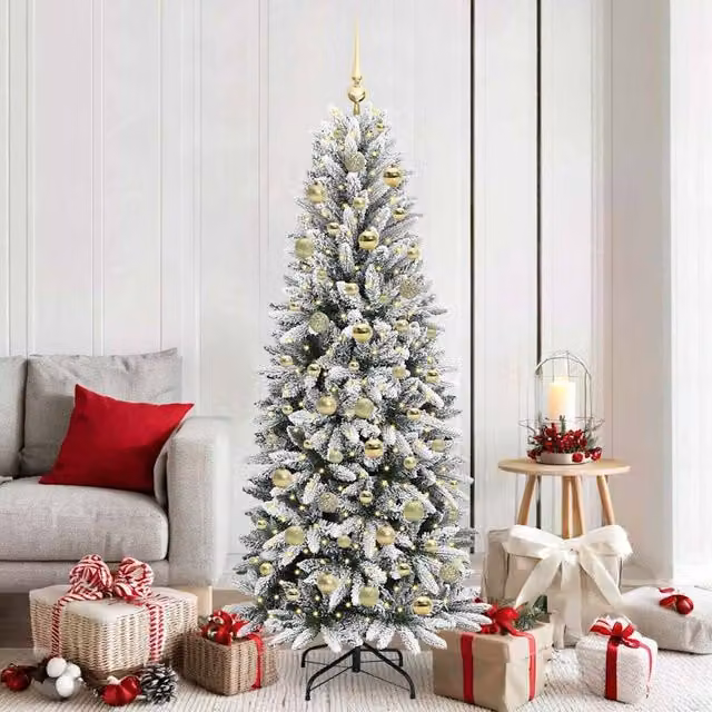 Berkfield Home Green Artificial Christmas Tree with 300 White LEDs, W/D/H: 73 x 73 x 180 cm