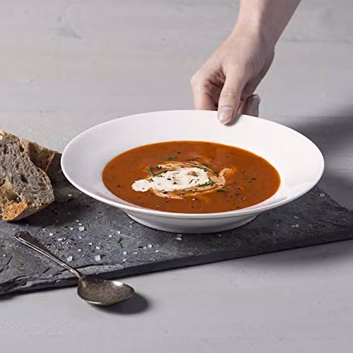 WM Bartleet & Sons Traditional Porcelain Individual Soup, Cereal, Rice, Noodle or Salad Bowl with Rim, White, Diameter: 22 cm – 2