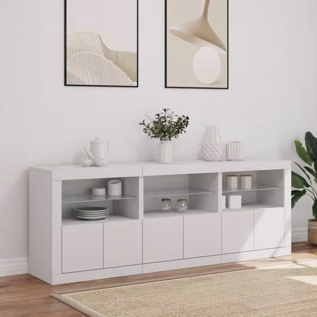Berkfield Home Modern White Sideboard with Integrated LED Lights W/D/H: 181.5 x 37 x 67 cm – 1