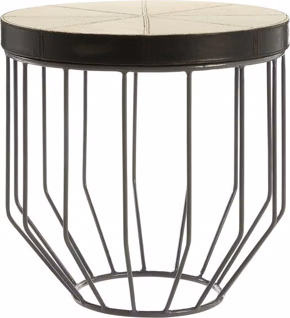 Orsina Modern Round Mango Wood and Metal Side Table in Black, White or Brown