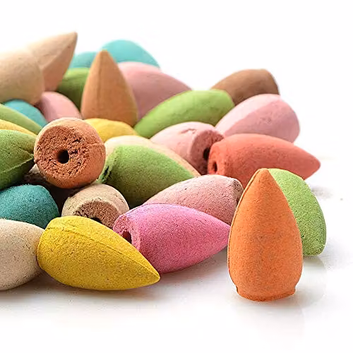 Tanness 100 Pieces Mixed Natural Scented Backflow Incense Cones in Multicolour Floral, Fresh and Woody Fragrances – 7