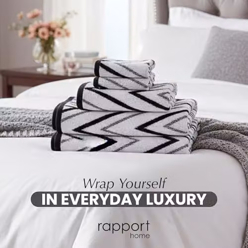 Rapport Home Helix 6-Piece Cotton Towel Bale Set in Black, 500GSM – 7
