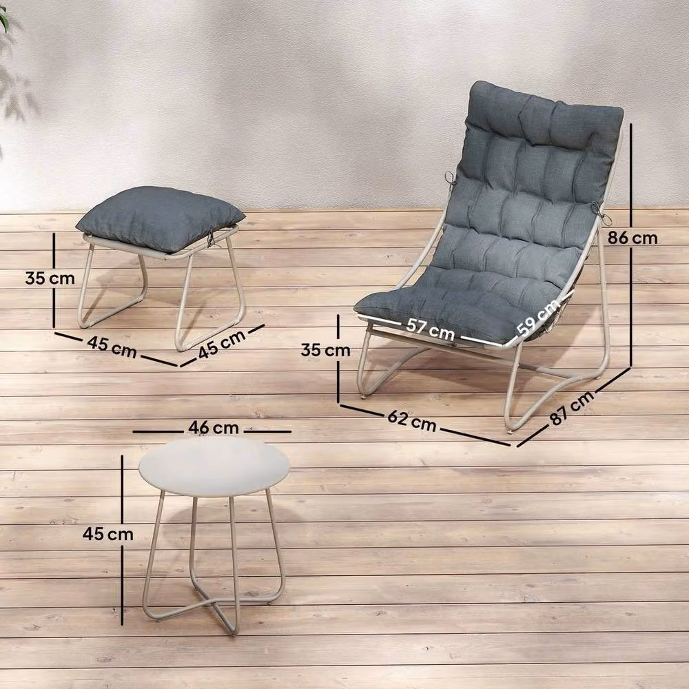 EONLION 3 Piece Grey Metal Bistro Set for Garden and Balcony, Width: 100 cm – 2