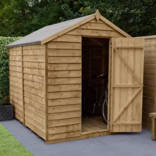 Forest Garden Apex Overlap Wooden Garden Shed without Windows in Brown or Black, W: 243.84 cm x D: 137.16 cm (8 x 4.5 ft)
