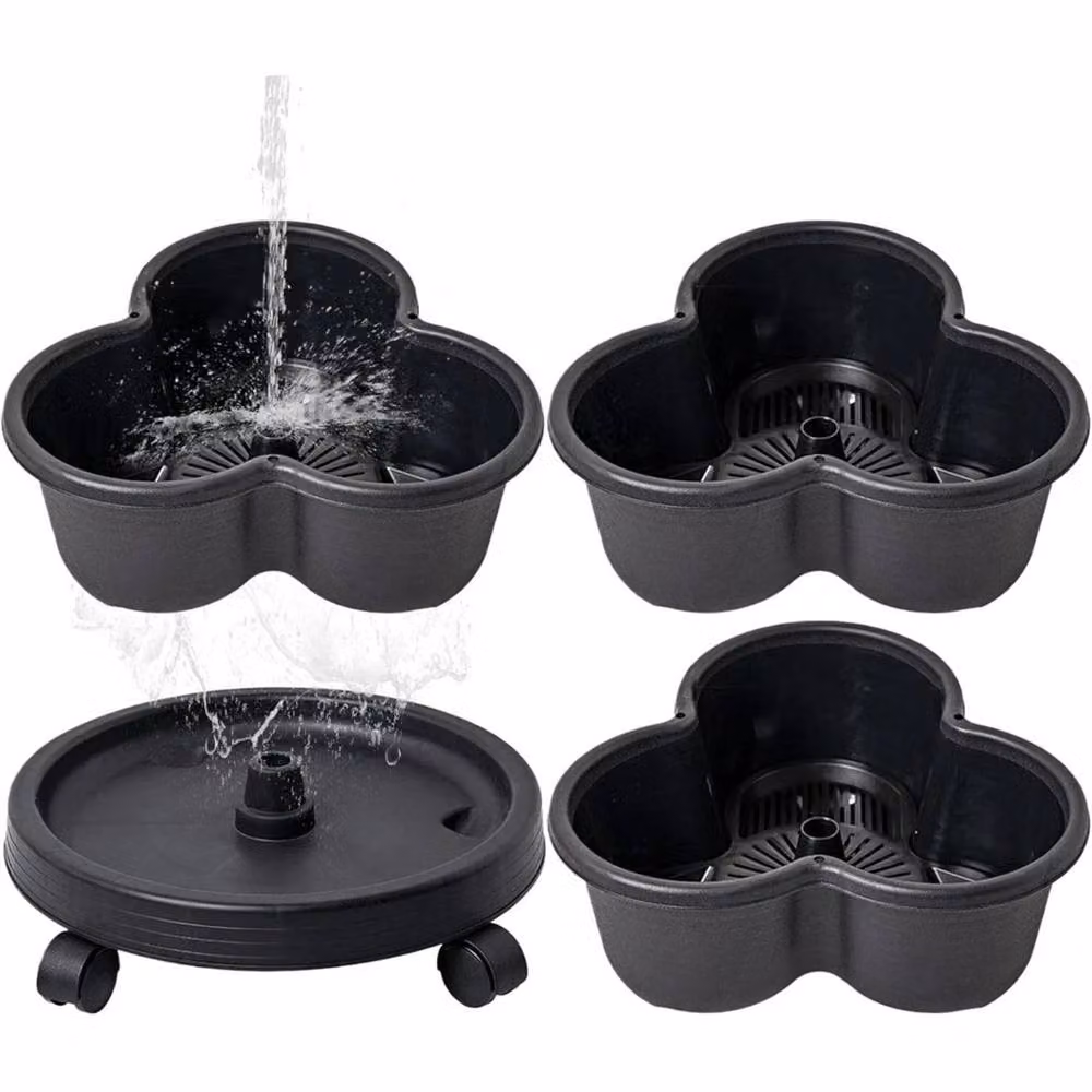 Hinsinc Black Stackable Trio Strawberry Plant Flower Pot Planter – 3