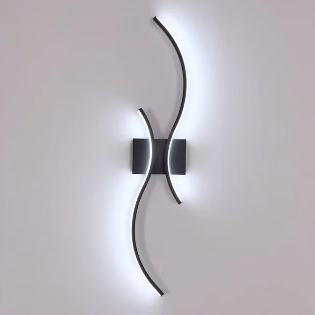Pheashine Modern LED Curved Wall Sconce in Black, 27W, 6500K Cool White, 80 cm