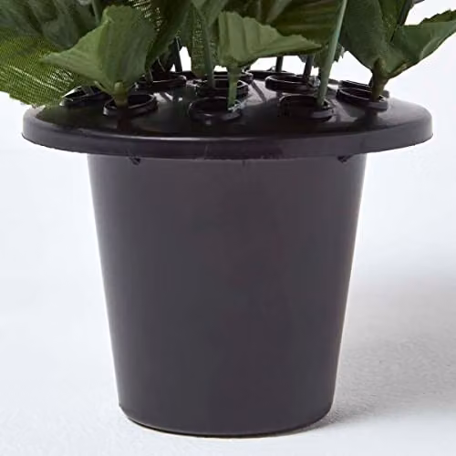 Homescapes Set of 3 Artificial Rose and Gypsophila Flowers in Black Pots, Height: 28 cm – 3