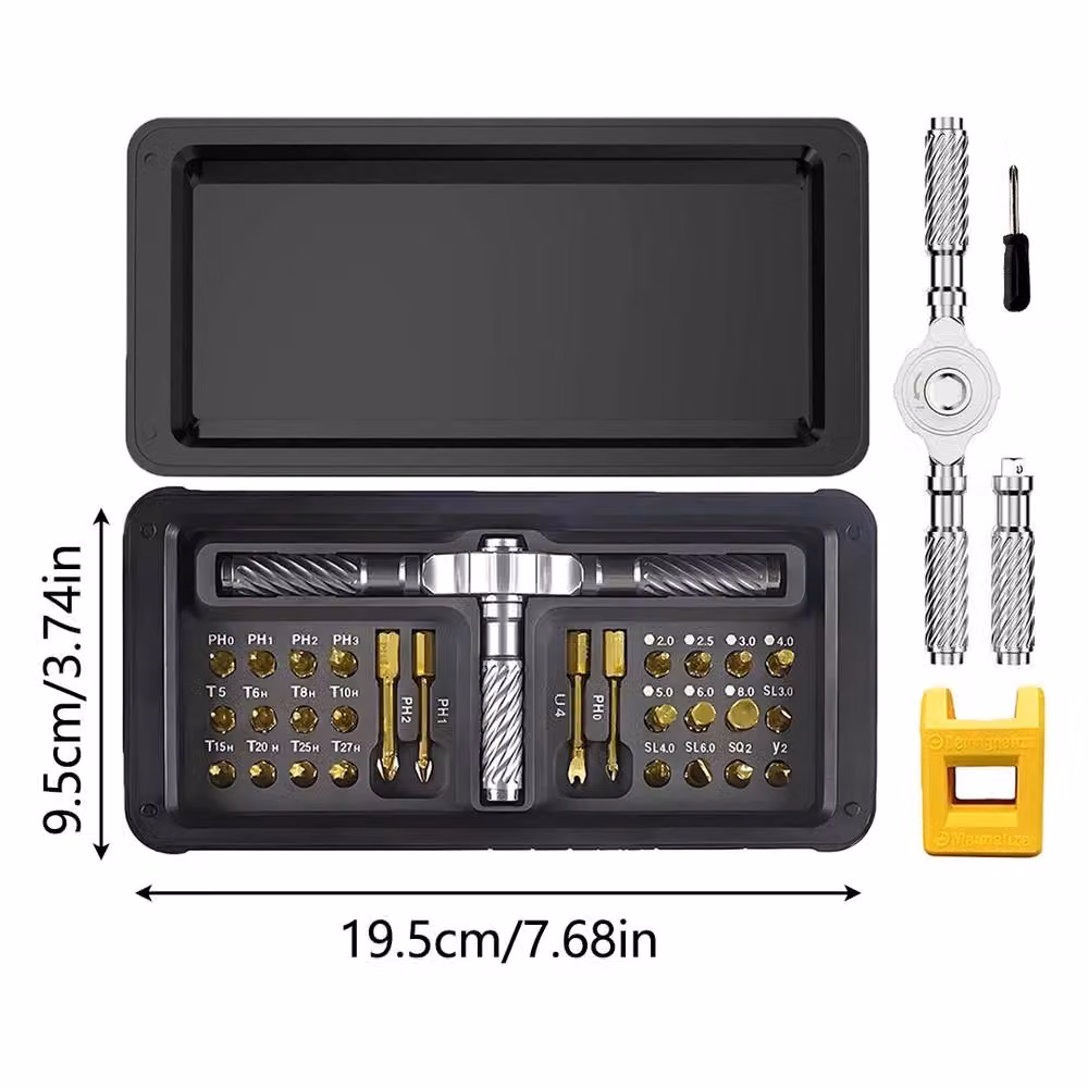 SPETLEK 30 in 1 Magnetic Multi Bit Ratchet Screwdriver Set in Gold and Yellow – 2