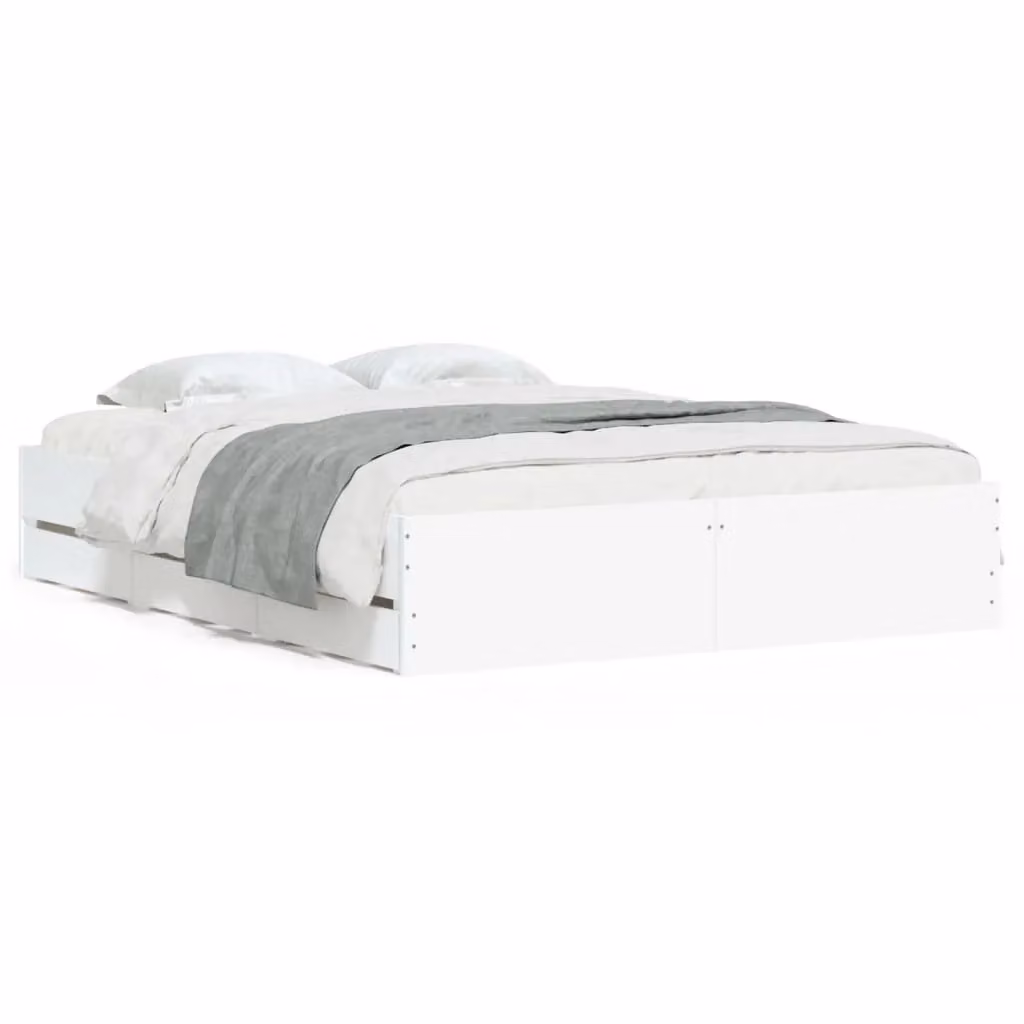 Berkfield Home Modern Bed Frame with Drawers in White, W/D/H: 140 x 190 cm – 2