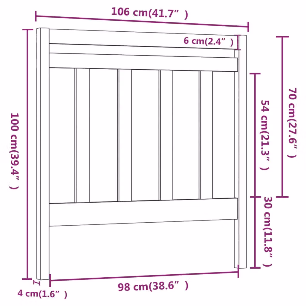 Berkfield Home Grey Rustic Solid Pine Wood Bed Headboard W/D/H: 106 x 4 x 100 cm – 4