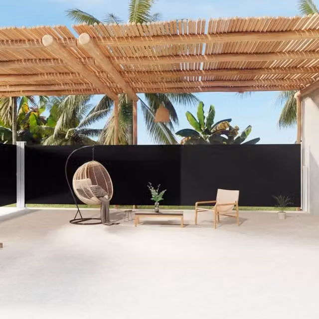 Berkfield Home Retractable Roller Side Awning in Black, W/H: 1200 x 180 cm – 1