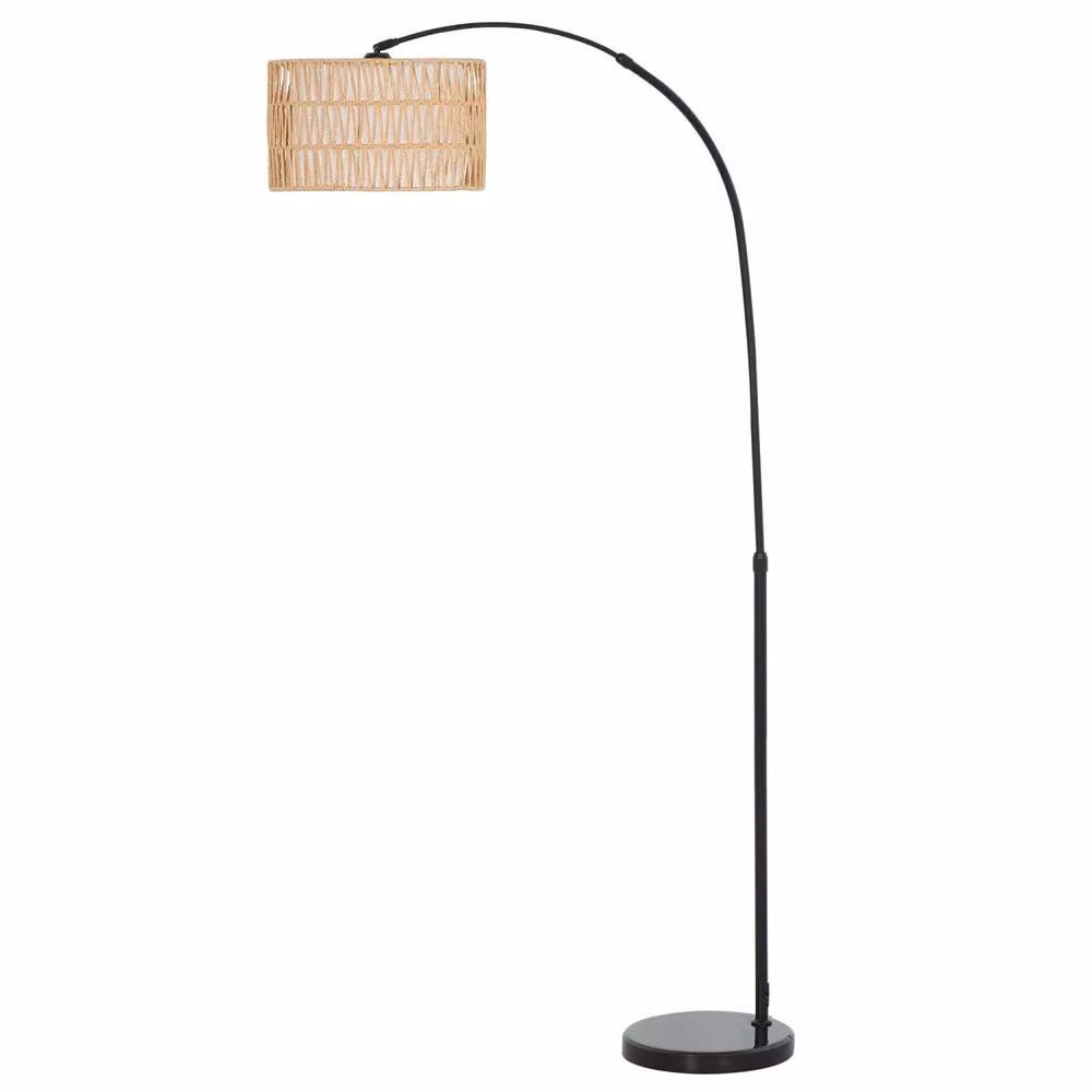 Wyld Haus Limo Adjustable Rattan Style Arc Floor Lamp in Black, Height: 144 cm – 2