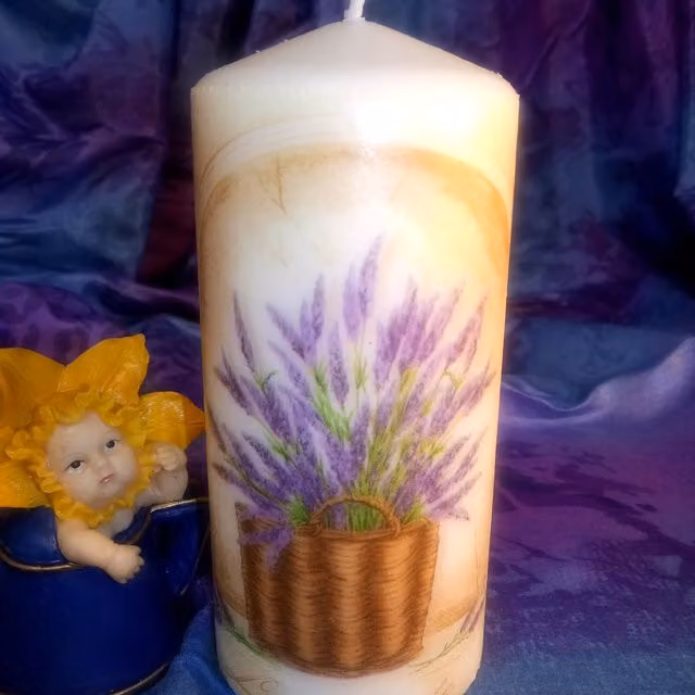 Viki Lavender Pillar Candle in White
